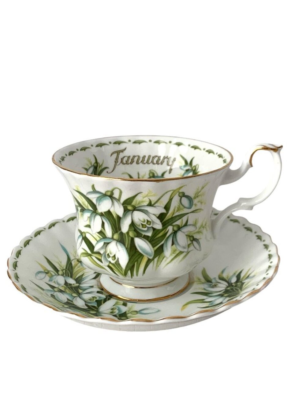 Royal Albert Tea Cup & Saucer January Flower of the Month Teacup Birthday